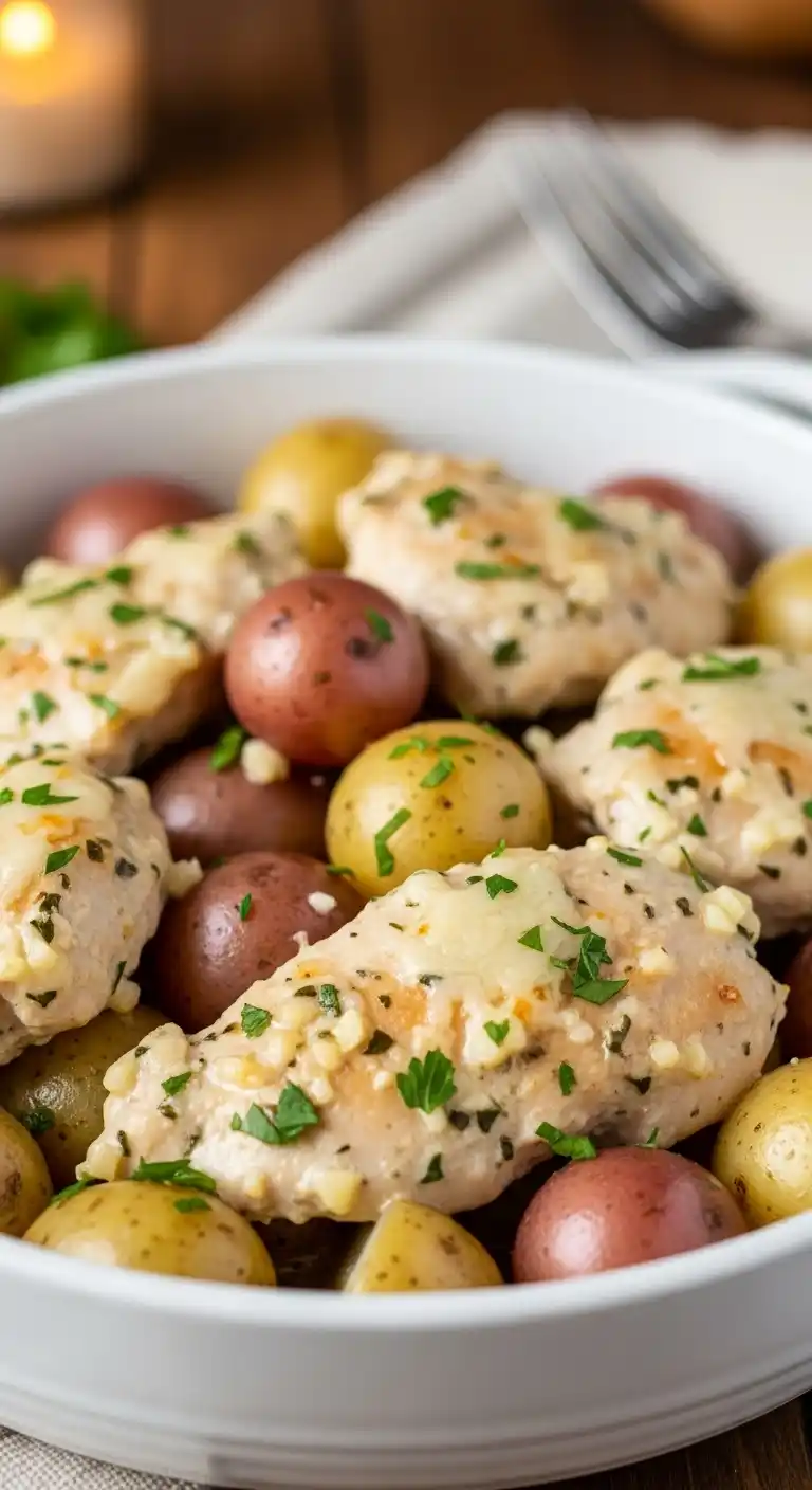 Garlic Parmesan Crockpot Chicken and Potatoes Recipe 3 Garlic Parmesan Crockpot Chicken and Potatoes