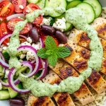 Greek Lemon Chicken Bowls with Sizzled Mint Goddess Sauce 1 Greek Lemon Chicken Bowls with Sizzled Mint Goddess Sauce