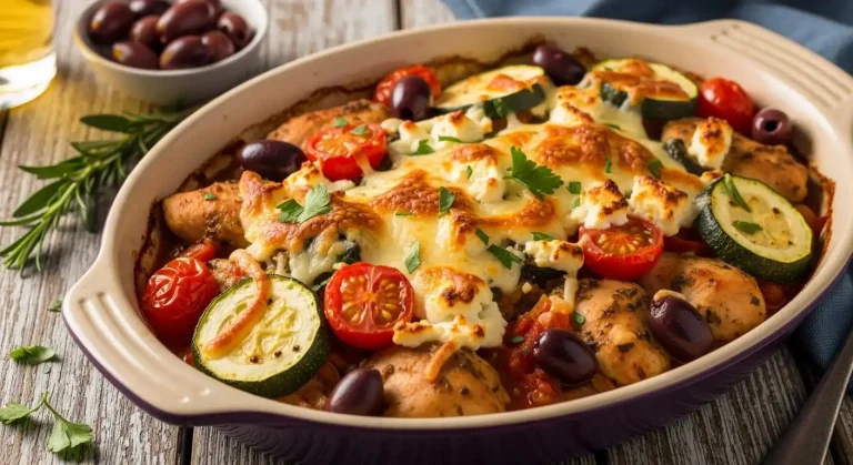Mediterranean Chicken Zucchini Bake
