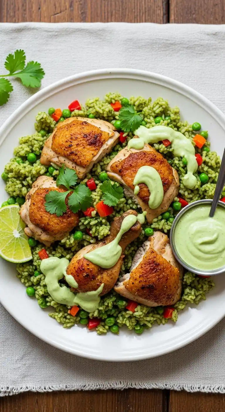 Peruvian Chicken and Rice with Green Sauce 1