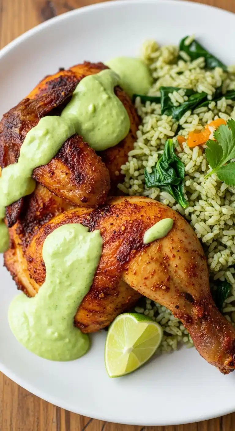 Peruvian Chicken and Rice with Green Sauce 2