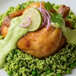 Peruvian Chicken and Rice with Green Sauce