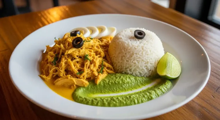 Peruvian Chicken and Rice with Green Sauce