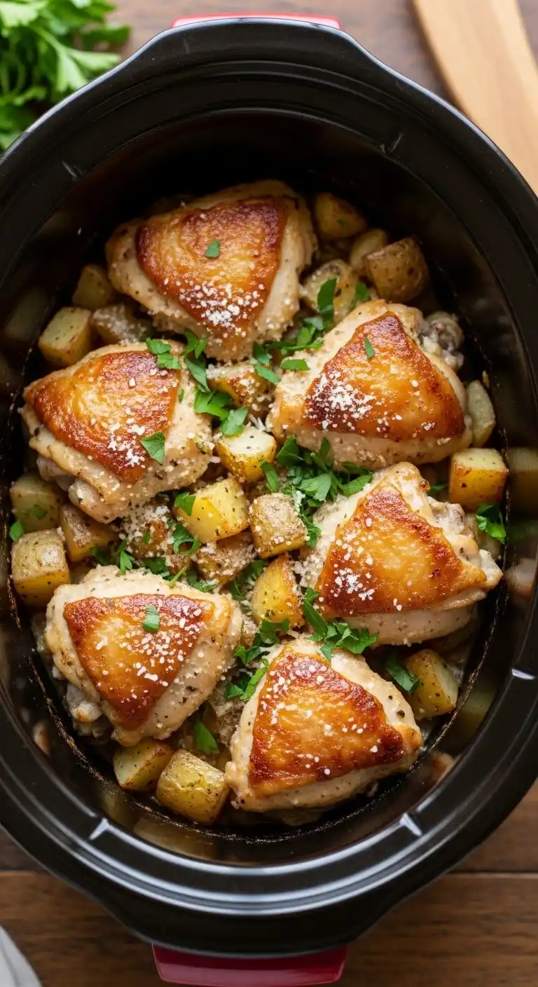 Slow Cooker Parmesan Garlic Chicken and Potatoes 1