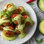 Baked Salmon Meatballs with Avocado Sauce