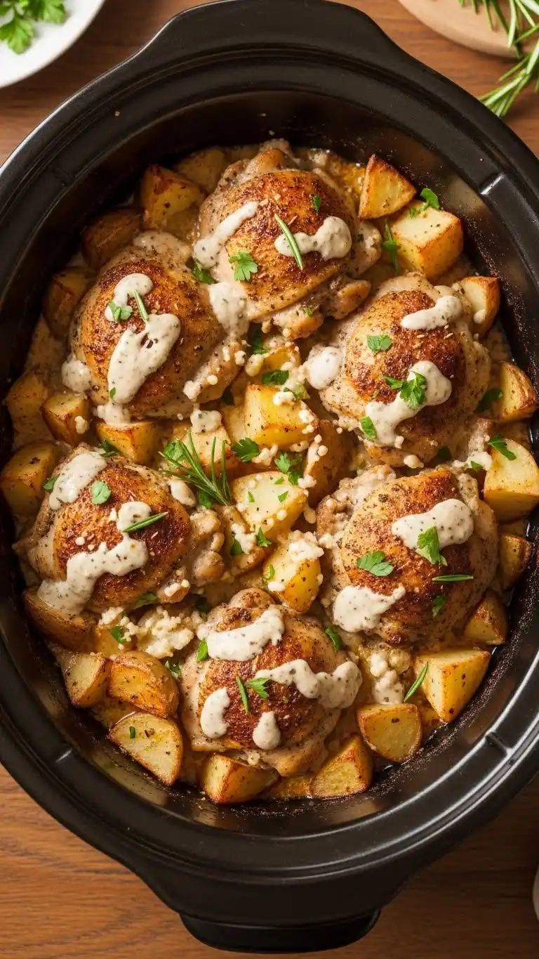 Garlic Parmesan Crockpot Chicken and Potatoes 3