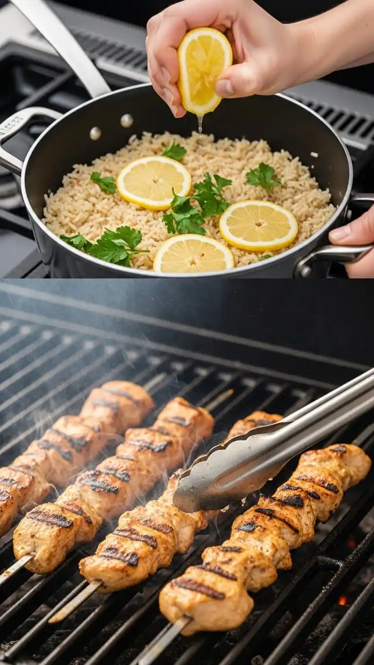 Marinated Grilled Chicken Skewers with Lemon Rice 2