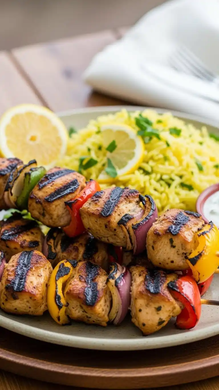 Marinated Grilled Chicken Skewers with Lemon Rice 3
