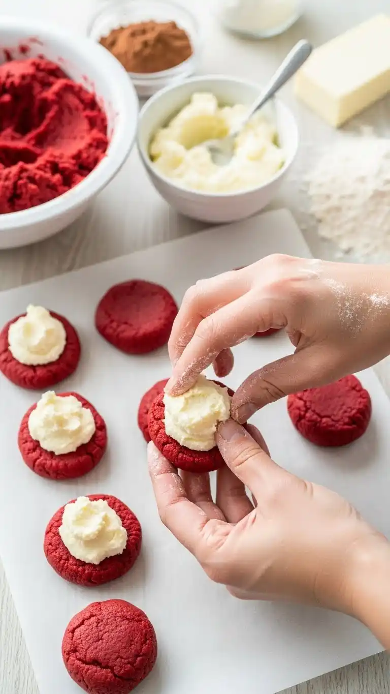 Cheesecake Stuffed Red Velvet Cookies 2