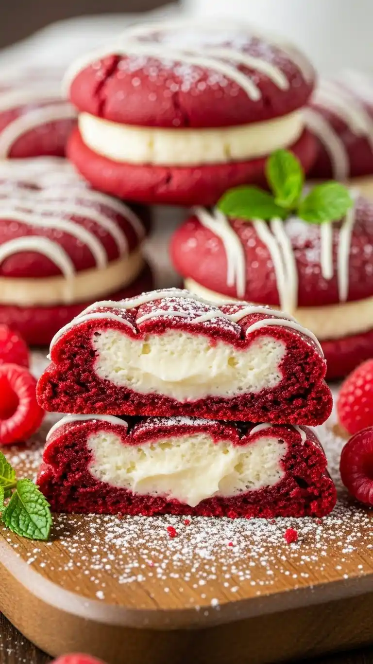 Cheesecake Stuffed Red Velvet Cookies 3