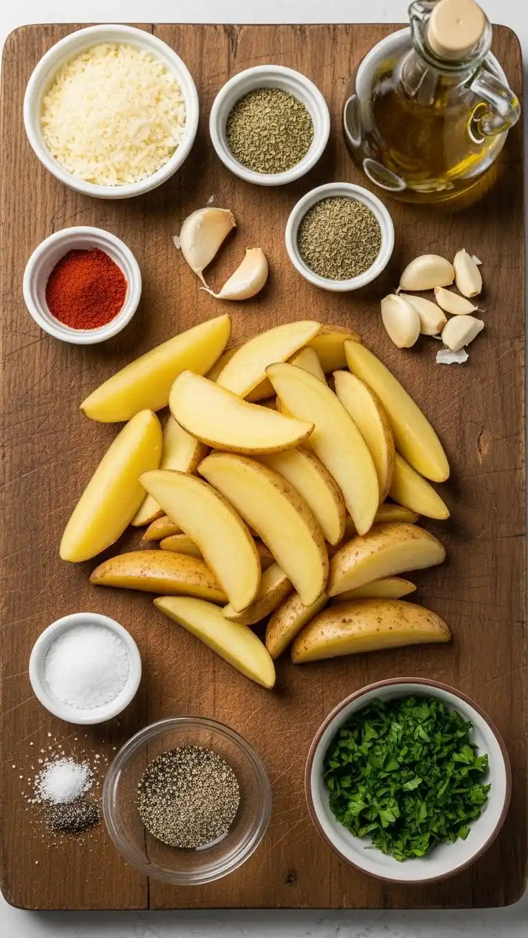 Crispy Baked Garlic Parmesan Potato Wedges 1