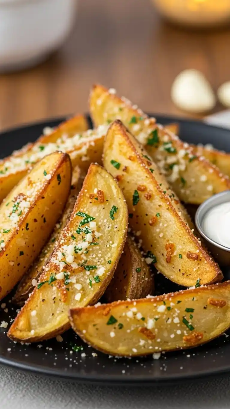 Crispy Baked Garlic Parmesan Potato Wedges 3