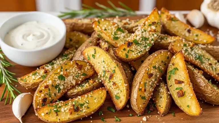 Crispy Baked Garlic Parmesan Potato Wedges