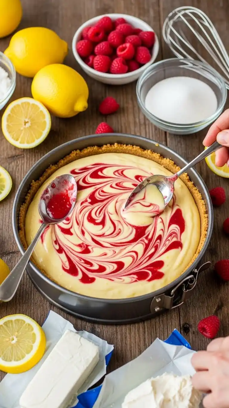 Lemon Raspberry Swirl Cheesecake 2