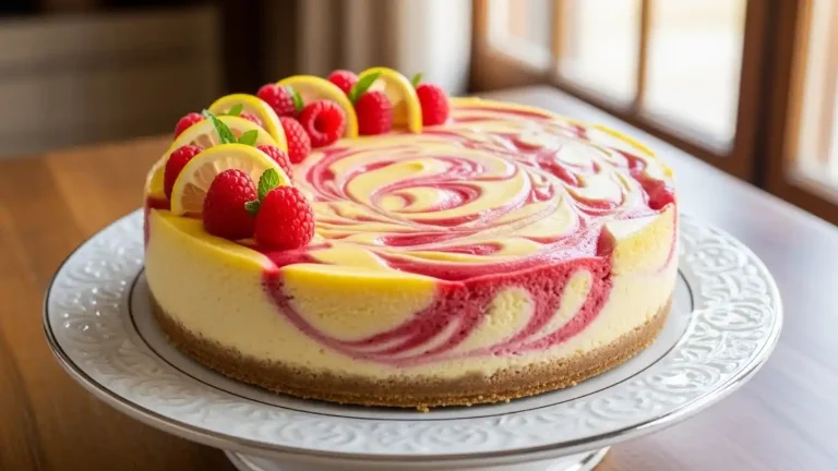 Lemon Raspberry Swirl Cheesecake