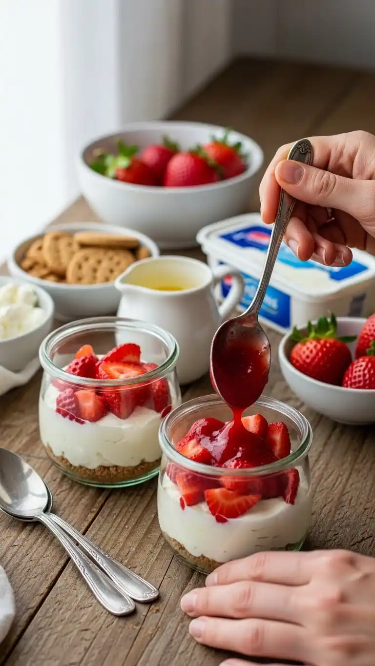 No Bake Strawberry Cheesecake for Two 3 No Bake Strawberry Cheesecake for Two 2