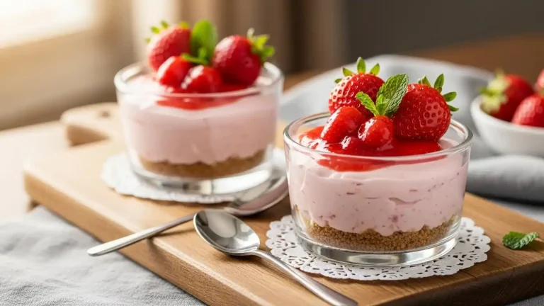 No Bake Strawberry Cheesecake for Two