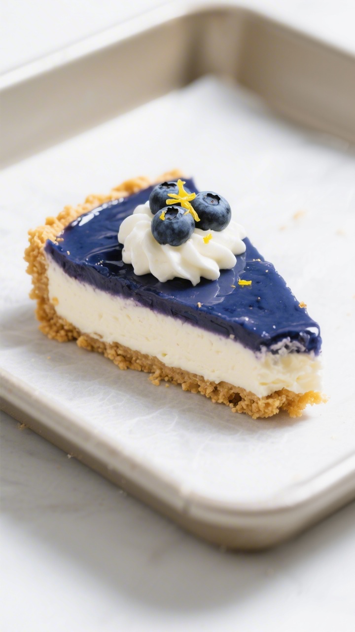No Bake Blueberry Yum Yum - A Creamy, Classic Dessert Without the Oven 2 Close-up detail shot: A neat square slice of No Bake Blueberry Yum Yum lifted from a parchment-lined