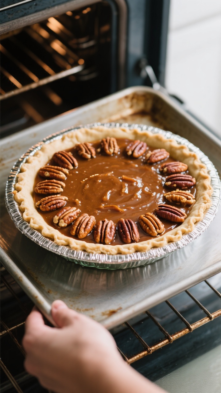 Cooking process: The filled, unbaked pie just before the oven—chilled crimped crust in a glass 9-i