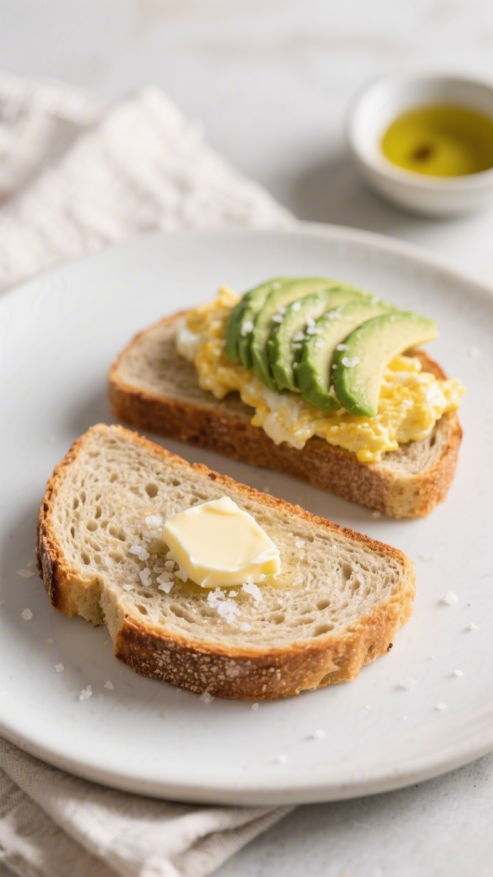 Coconut Flour Keto Bread - Simple, Satisfying, and Low-Carb 4 Final dish presentation: Restaurant-quality plate with two thin, even slices of toasted coconut flou