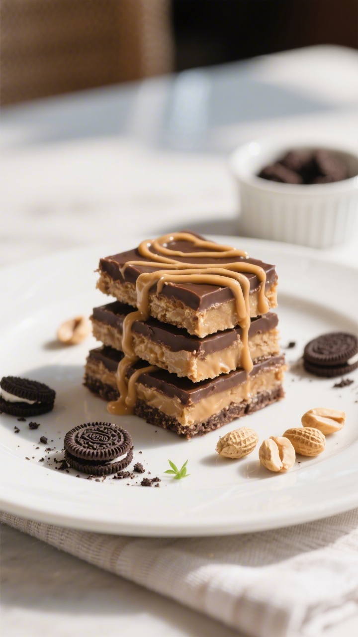 Final plated presentation of neatly cut bars on a matte white dessert plate, arranged in a tidy stac