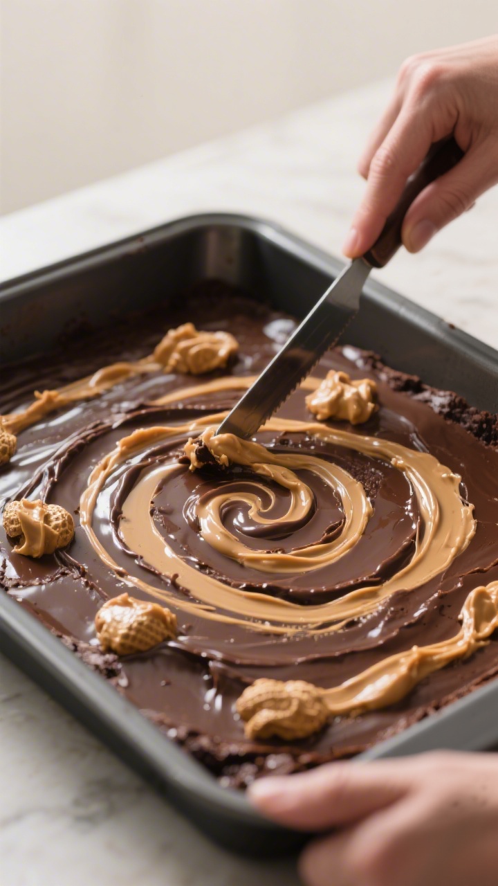 Process-in-action detail: The “create the swirl” step captured in the pan before baking—thick 