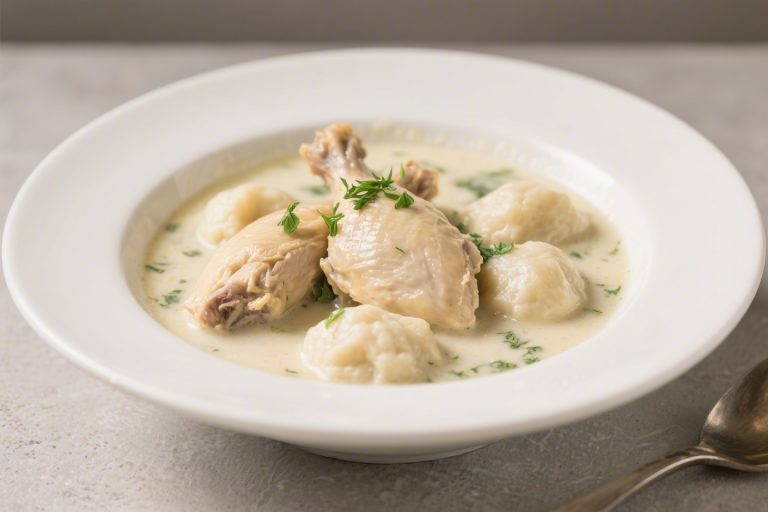 Chicken and Dumplings in Creamy Herb Broth