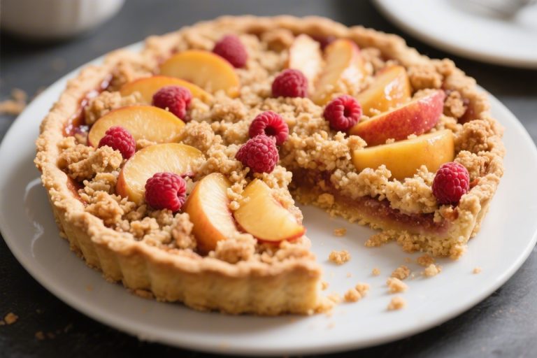 Peach Raspberry Crumble Pie