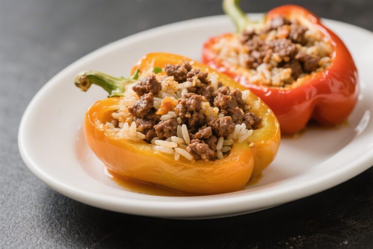 Stuffed Bell Peppers With Ground Beef and Rice