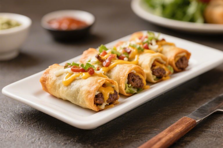 Loaded Cheeseburger Egg Rolls