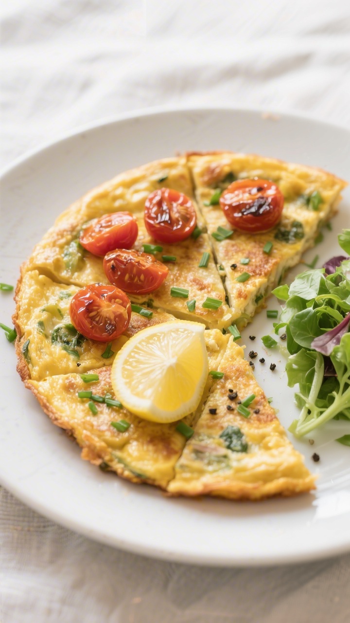 Savory Chickpea Flour Veggie Frittata - A Hearty, Egg-Free Brunch Favorite 4 Final plated dish — Golden, sliceable frittata: Beautifully baked chickpea flour veggie frittata s