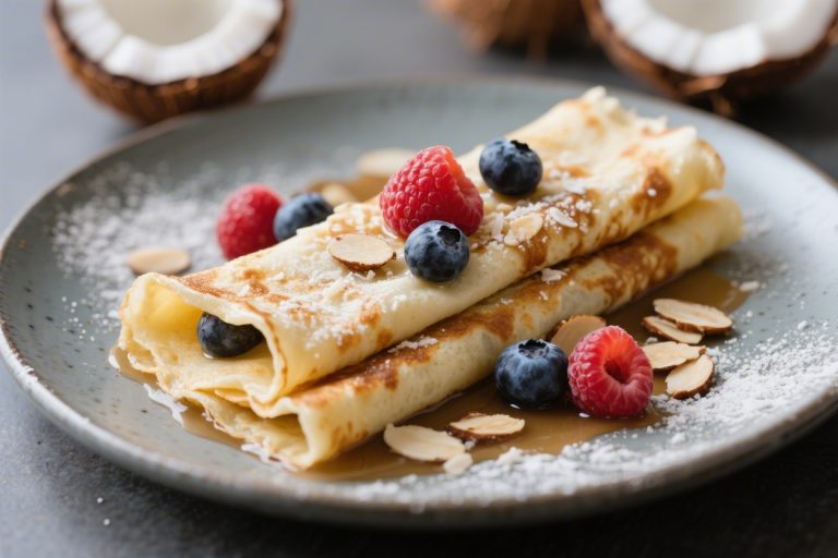 Coconut‑Almond Crepes With Berries – Light, Nutty, and Perfect for Brunch