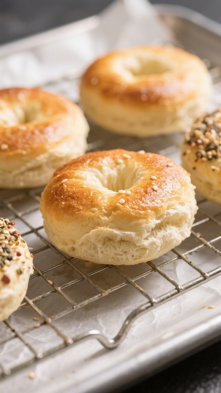 Close-up detail: Freshly baked oopsie bread rounds cooling on a wire rack, golden tops with a light 