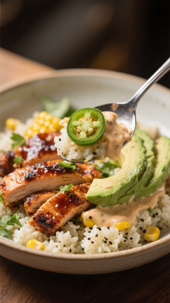Final dish beauty – close-up detail: Tight, mouthwatering close-up of a spoonful lifted from the b