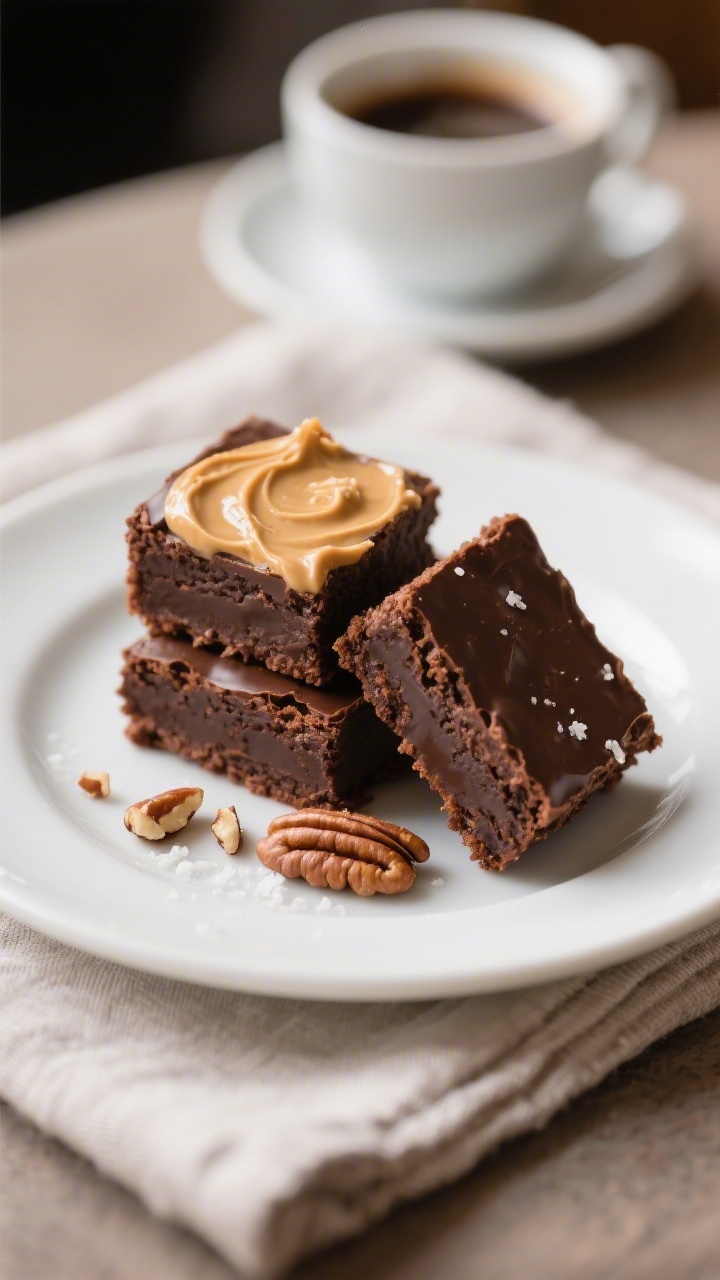 Flourless Chocolate Avocado Brownies - Fudgy, Simple, and Naturally Sweet 4 Final dish presentation: Beautifully plated brownie trio served at room temperature for gooey textur