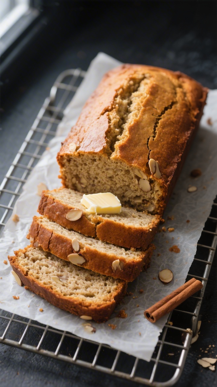 Low Carb Banana Bread - Moist, Simple, and Satisfying 3 Final loaf — Freshly baked low carb banana bread cooling on a wire rack, golden-brown top with a c