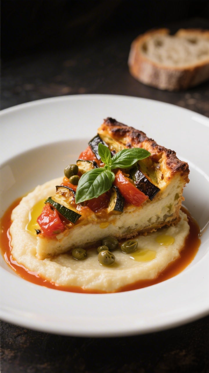Easy Ratatouille Bake Recipe - A Comforting, Colorful Weeknight Dish 4 Final plated presentation: a generous wedge of ratatouille bake served in a shallow white bowl over
