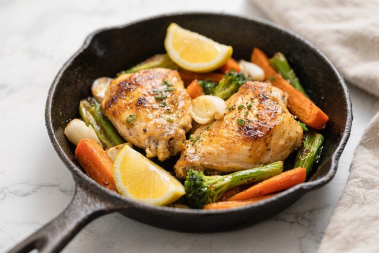 One Pan Lemon Garlic Chicken and Veggies – Bright, Easy, and Weeknight-Friendly